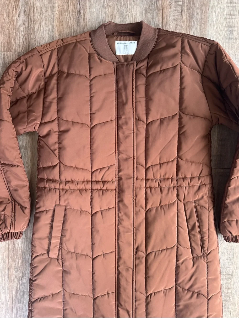 Women’s Quilted Oversized Long Puffer Coat in Rust Brown - size XSmall - Picture 2 of 5